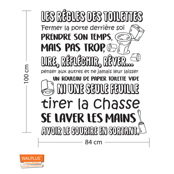 17 Stories Wandtattoo Toilet Rules Französisch | Wayfair.de